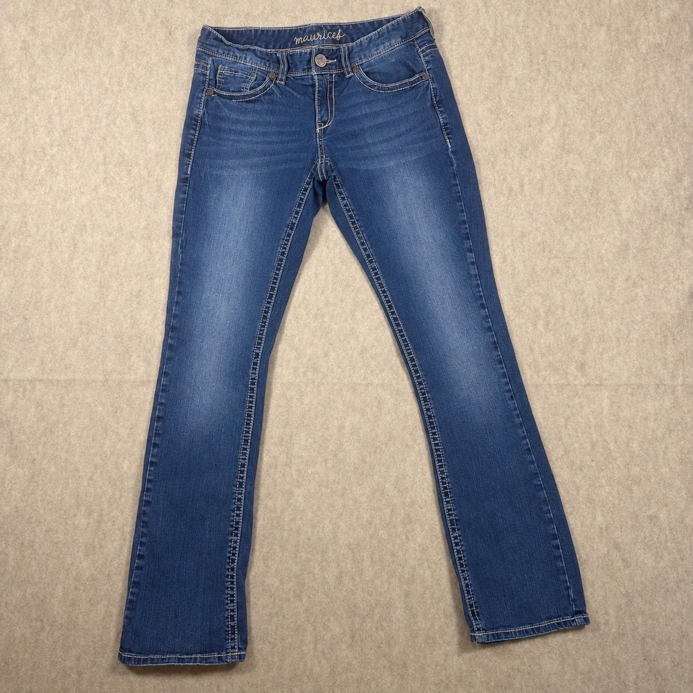 Maurices Bootcut Jeans Dark Wash Embroidered Pocket Western Y2K Size 5/6 R